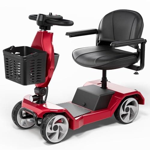 Image of 2026 Folding Mobility Scooter for Seniors & Adults, 15.5 Miles(25km) Long Range, 136kg Load Capacity, Lightweight Foldable Motorized Scooter with Dual Baskets and LED Headlight, Red