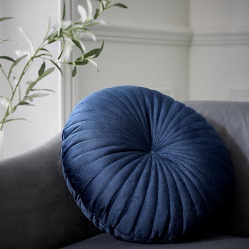Image of Catherine Lansfield Round Cushion Soft Touch 40x40cm Cushion Navy Blue