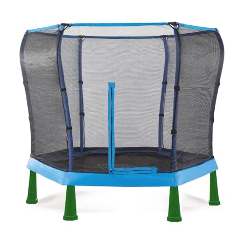 Image of Plum Play Kids 7ft Junior Jumper Trampoline With Safety Enclosure (Blue/Green)