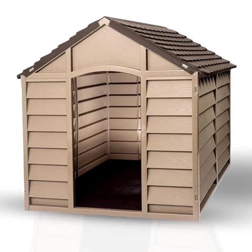 Image of Samuel ALEXANDER Large Plastic Dog Kennel - 86x84x82cm - Indoor/Outdoor Dog House Shelter, Weatherproof and Durable - Perfect for Garden and Home
