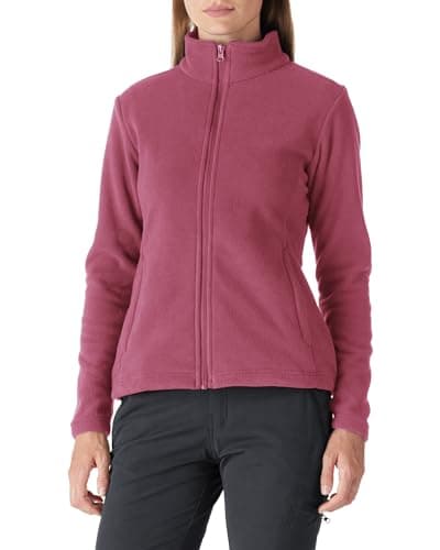 Image of Outdoor Ventures Womens Fleece Jackets Ladies Lightweight Warm Full Zip Coat Soft Outerwear Running Jacket With 4 Large Pockets Red Berry 2XL