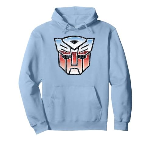 Image of Transformers Logo Autobot Distressed Pullover Hoodie, Adult Unisex, Dusty Blue, Small
