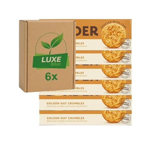 Image of Biscuits Cookies Bakery Snacks – Golden Oat Crumbles – 135g – Compatible with Border Biscuits By Luxe Bitez (Pack of 6)