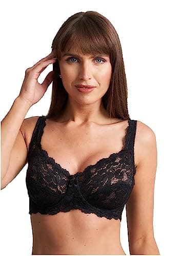Image of ITRAT Ladies Lace Push Up Bra, Womens Underwired Gathered Bra, Full Coverage Bra Soft Cups Floral Lace Women Non-Padded Bra's with Adjustable Straps Woman’s Everyday Bra's (Black 38B)