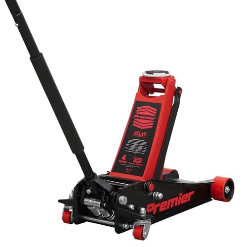 Image of Sealey 4 Tonne Low Profile Trolley Jack, Car Jack, with Rocket Lift - Red - 4040AR