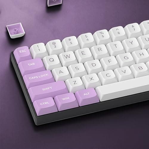 Image of dagaladoo XVX 189-Key Double Shot PBT Keycaps, XVX Profile for Cherry/Gateron MX Switches, 60%/65%/75%/100% Mechanical Keyboards, White/Purple