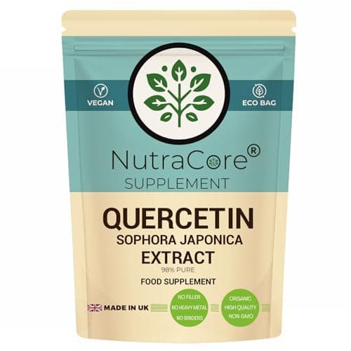 Image of Quercetin Extract 550mg Capsules – 98% Pure Quercetin from Sophora Japonica, Vegan Capsules, No Fillers, No Heavy Metals, Made in UK-NutraCore (90)