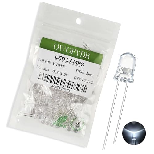 Image of OWOFYDR 100 5mm White LED diode lamp (Transparent Lens DC 3V 20mA) Lighting Bulb lamp Electronic Component Indicator Light Emitting diode