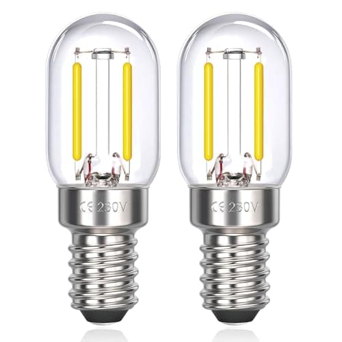 Image of Akynite Mini T22 E14 LED Fridge Bulbs Cool White 6000K, Pygmy Bulbs E14 2W LED Replacement for SES Refrigerator Bulb 15W 230V, Fridge Light Bulbs Small Screw Cooker Hood Bulb, Pack of 2