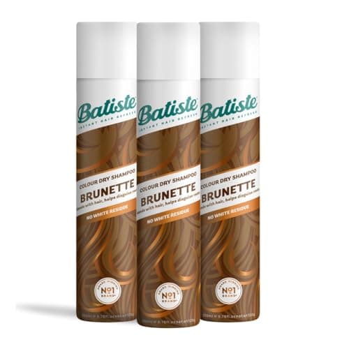Image of Batiste Dry Shampoo in Brunette with a Hint of Colour 200ml, No Rinse Spray to Refresh Hair in Between Washes, No White Residue for Brown Hair (Pack of 3)