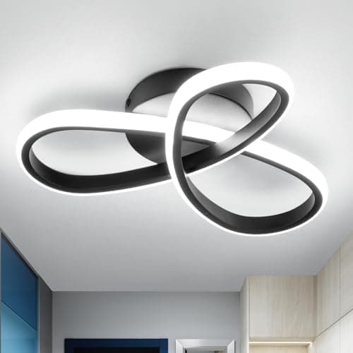 Image of Vloitgol Modern LED Ceiling Light, 30W Black Modern Ceiling Lights Fixture LED for Living Room Bedroom Corridor Aisle Hallway Lights Indoor lamp - Cool White Lihgt 6000K