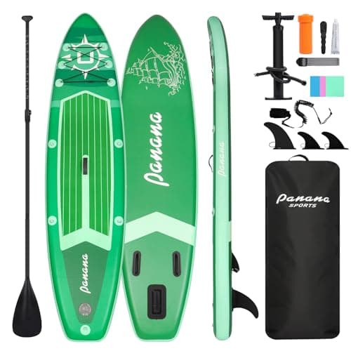 Image of Panana Inflatable Stand Up Paddle Board 10ft SUP Board for Adults & Youth, Wide Stable Anti-Slip iSUP Kit with Paddle, Pump, Leash, Fin & Backpack for Surfing, Yoga, Fishing, All Water