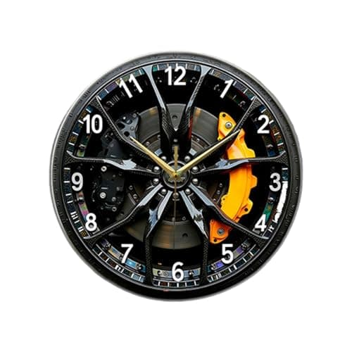 Image of LOVIVER Car Wheel Wall Clock Ornament Unique Round Timepiece Decorative Clock for Cafe Bar Children Room Living Room Home Decoration, 20cm