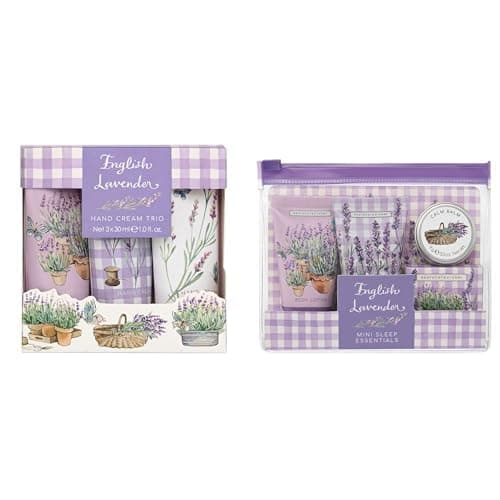 Image of Heathcote & Ivory Hand Cream Trio 3x 30ml, Lavender Scented+Heathcote & Ivory Hand Cream and Body Wash 2x 30ml, Relaxing Bath Salts 30g, Calm Balm 9g, Mini Sleep Essentials