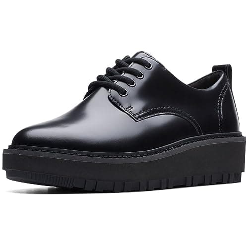 Image of Clarks Orianna W Derby Leather Shoes in Black Standard Fit Size 4