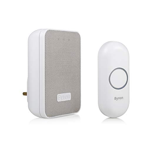 Image of Byron DBY-22322UK Wireless Plug in Doorbell Set, 150 m Range, 16 Melodies, Visual Alert System, White & Grey mesh