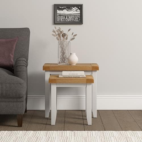 Image of Seconique Windsor Nest Of 2 Tables in Ivory/Oak