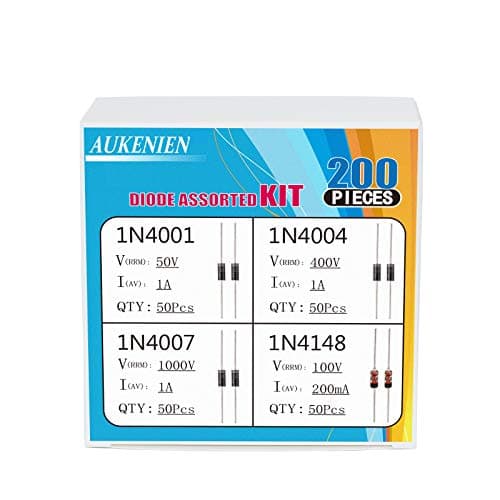 Image of AUKENIEN 4 Values 200pcs Diode Assortment Kit Including Switching Diode 1N4148 IN4148 Rectifier Diode 1N4001 IN4001 1N4004 IN4004 1N4007 IN4007