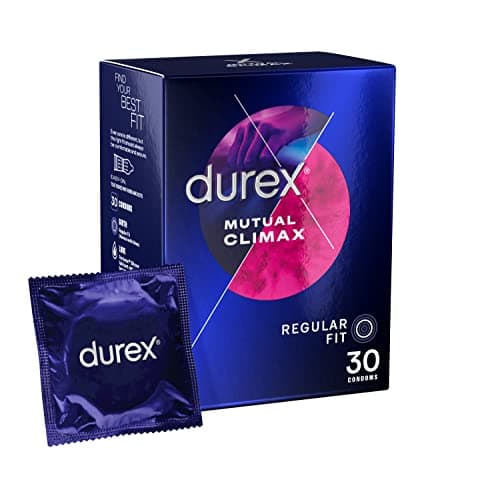 Image of Durex Mutual Climax, 30 Condoms, Regular Fit, With Performa Silicone Lube, Ribbed and Dotted, Easy On, Teat Ended, Trusted Durex Protection