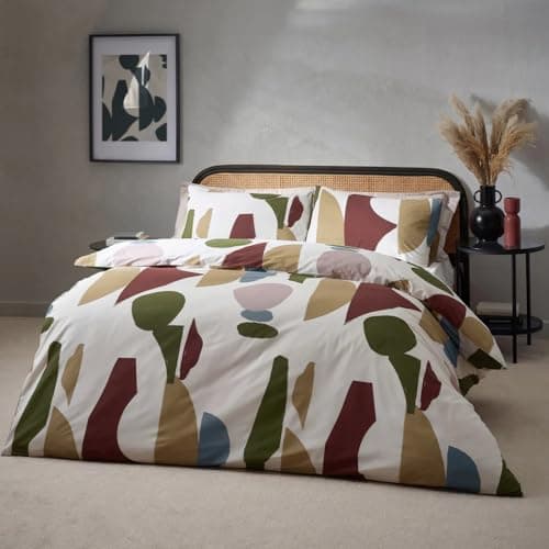 Image of furn. Hoem Meta Abstract Cotton Rich Duvet Cover Set – Reversible Printed Design (Multicolour – Double)