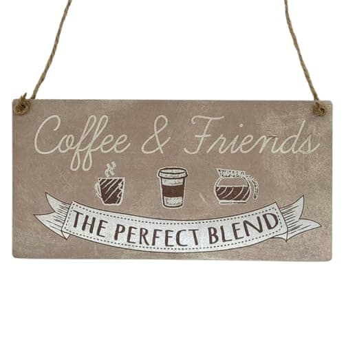 Image of Second Ave Coffee & Friends Wooden Hanging Gift Rectangle Home Cafe Friendship Sign Plaque