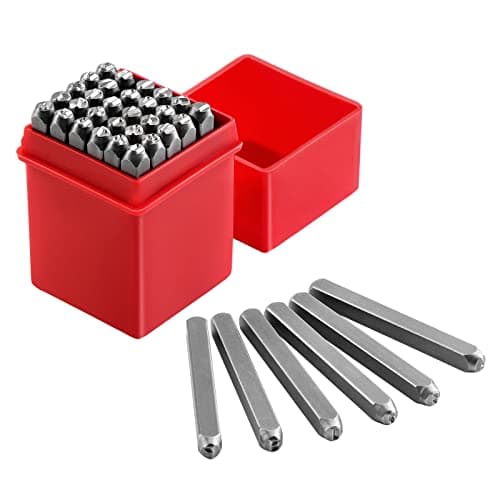 Image of Gueenky 36 Pcs Number and Letter Punch Set, 4mm Metal Stamping Tool Set, A-Z, 0-9, &, Letter Number and Symbols Stamp Punch for Stamping Metal Wood Plastic Leather