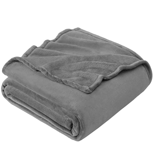 Image of EHEYCIGA Fleece Blanket Grey Throws for Sofas Fluffy Warm Soft Blanket for Bed Settees Armchairs, Fit All Season, Single, 130x165cm