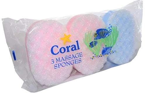 Image of 1 PACK OF 3 CORAL BATH MASSAGE SPONGES