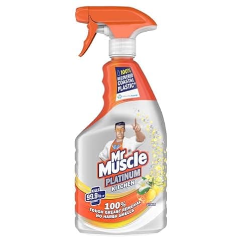 Image of Mr Muscle Platinum Kitchen Citrus Spray 750ml | Antibacterial Cleaner for Kitchen Surfaces | Removes Grease, Grime & Food Stains | Kills 99.9% Germs | Fresh Citrus Fragrance