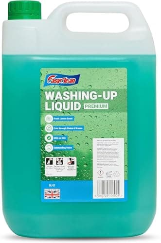 Image of EasyClean Washing Up Liquid 5L Refill - Fresh Lemon Fragrance Non Bio & Skin Sensitive Friendly Dish Wash Cleaner Plant Based & Cruelty Free - Kitchens Cleaning Products
