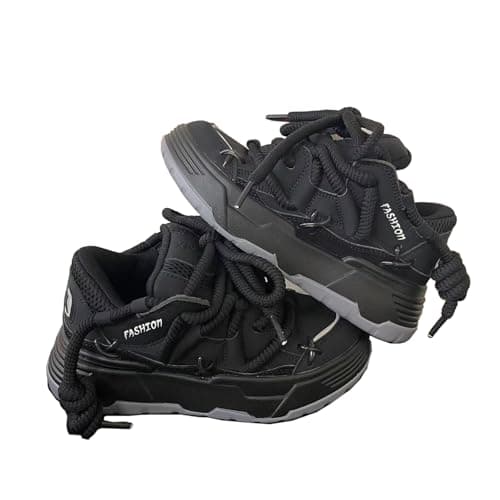 Image of Women's Star Chunky Platform Trainers Y2K Fashion Comfort Walking Shoes Cute Campus Kawaii Style Athletic Sneakers Black 6