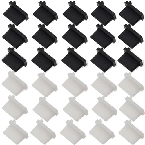 Image of HoAhaMay 30pcs Silicone USB-A Dust Cover, Dust Cover Plug USB-A for Desktop PC, Laptop, Socket Charger, USB 2.0/3.0 Ports, Protects Any USB-A Connector (Black/White)