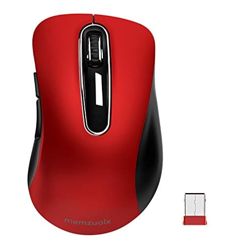 Image of memzuoix 2.4G Wireless Mouse, 1400 DPI Mobile Optical Cordless with USB Receiver, Portable Computer Mice Wireless Mouse for Laptop, PC, Desktop, Macbook, 5 Buttons, Red