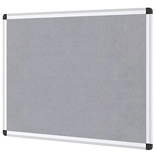 Image of VIZ-PRO Notice Board Felt Grey, Silver Aluminium Frame, 90 X 60 cm