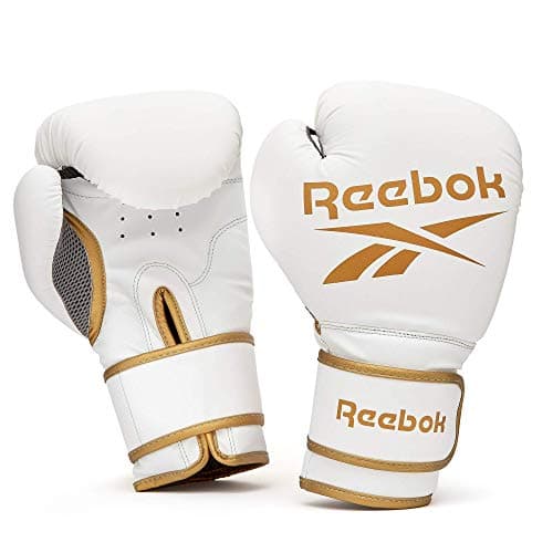 Image of Reebok Unisex's Boxing Gloves-10oz-Gold/White, Gold/White, 10 oz