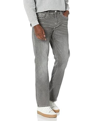 Image of True Religion Men's Ricky Big T Straight Flap Jean, Chalk Grey, 34