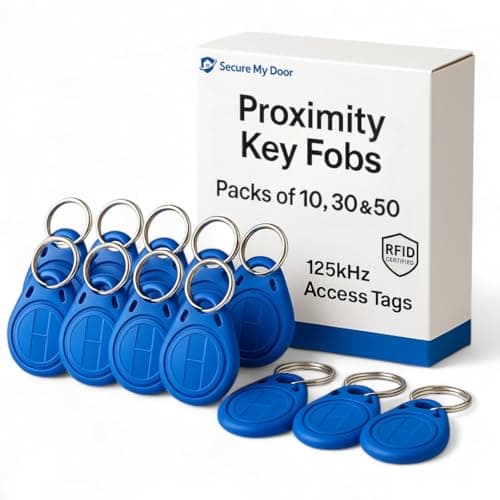 Image of SecureMyDoor - 10x RFID Proximity Fobs in Blue - Token - Fob - Tag - 125kHz Card Key - Ideal for Digital Keypad | Proximity Reader | Door Entry Access Control Security System (10)