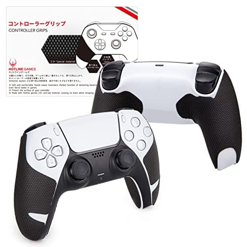 Image of Hotline Games 2.0 Plus Controller Grip for PS5 Controller Grips Tape Playstation 5 DualSense Wireless Controllers, Anti-Slip, Sweat-Absorbent, Easy to Apply, (Handle Grips (4PCS), BLACK)
