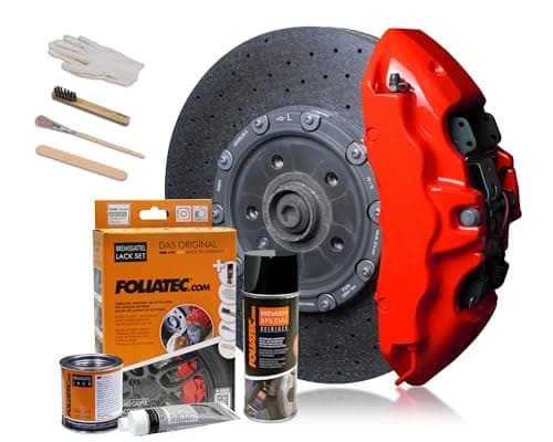 Image of Foliatec Brake Calliper Paint Set, Heat Resistant, Complete Set for 4 Brake Calipers, Performance Red, 7-Piece Set