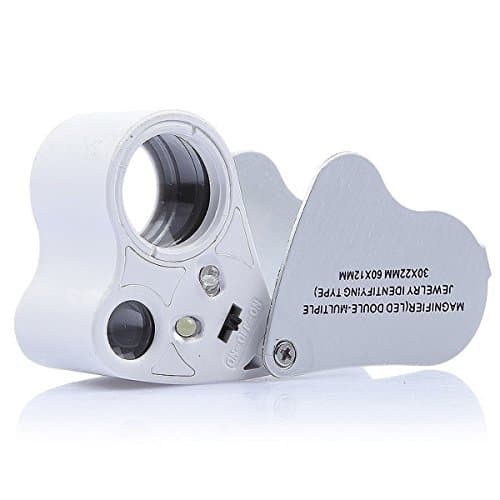 Image of KINGMAS 2 Lens 30x 60x Illuminated Jewelry Eye Loupe Jewelers Magnifier Magnifying with LED Lighting