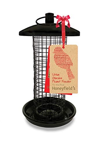 Image of Honeyfields 71486497 Hanging Wild Bird Peanut feeder, Urban Garden Design in Black & Metal for long lasting outdoor & garden use. Ideal for Feeder Poles & Hanging on Trees, 20.0 cm*11.2 cm*11.2 cm