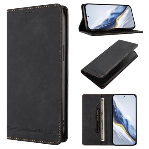 Image of Rfvzubemok Compatible with Nokia C01 Plus 4G,Compatible with Nokia C1 2nd Edition 4G Flip Kickstand Magnetic closure Wallet Cover Black