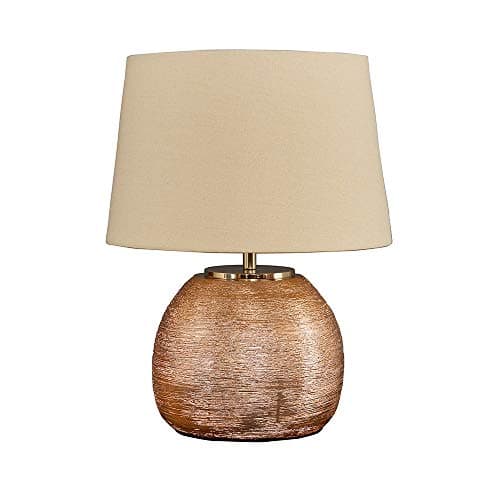 Image of MiniSun | Modern Metallic Copper Effect Ceramic Table Lamp with a Cream Tapered Shade | Table Lamps & Home Improvements Essential