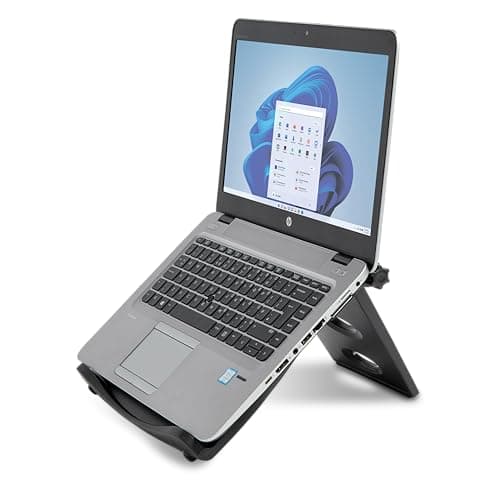 Image of Kensington Easy Riser portable ergonomic laptop stand, for 12 inch - 17 inch devices, height adjustable with SmartFit system, for better cooling and air circulation, Black, 60112