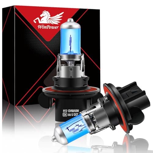 Image of WinPower H13 9008 P26.4t Halogen Headlight Bulbs 60/55W 5000k Warm White High/Low Beam Lamp 12V Auto Car Fog light Bulb, 2 Pieces
