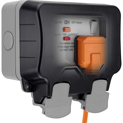 Image of BG Electrical WP22RCD-01 Double Weatherproof Outdoor Switched Power Socket with Latching RCD, IP66 Rated, 13 Amp