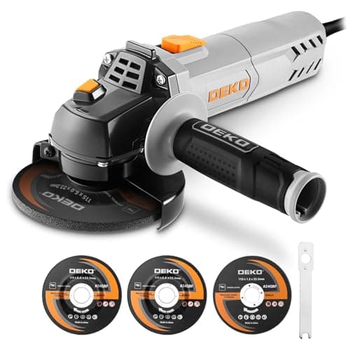 Image of Angle Grinder Power Tool: DEKOPRO 115mm 750W Corded Electric Angle Grinder with 2 Grinding Discs 1 Cutting disc - for Cutting, Polishing and Sanding