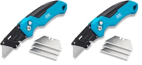 Image of OX Tools P224301 Pro Heavy Duty Fixed Blade Folding Knife, Blue/Black (Pack of 2)