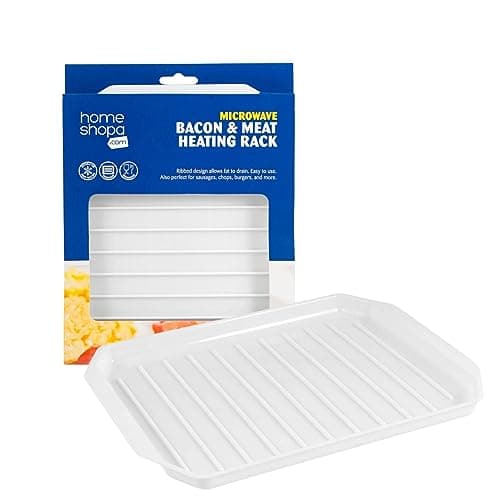 Image of Homeshopa Microwave Bacon Rack, Meat Heating Rack Plate, Bacon Grill Crisper Tray for Fat Drain Defrosting Meals Frozen Food, Kitchen Utensils Microwave Oven Baking Cooking Dish, Plastic