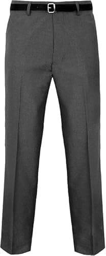 Image of Men’s Smart Casual Formal Trousers for Business Office Wear – Executive Straight Leg Flat Front Dress Pants with Pockets, Everpress Smart Fit Work Trousers for Home and Work, Charcoal-30W / 33L